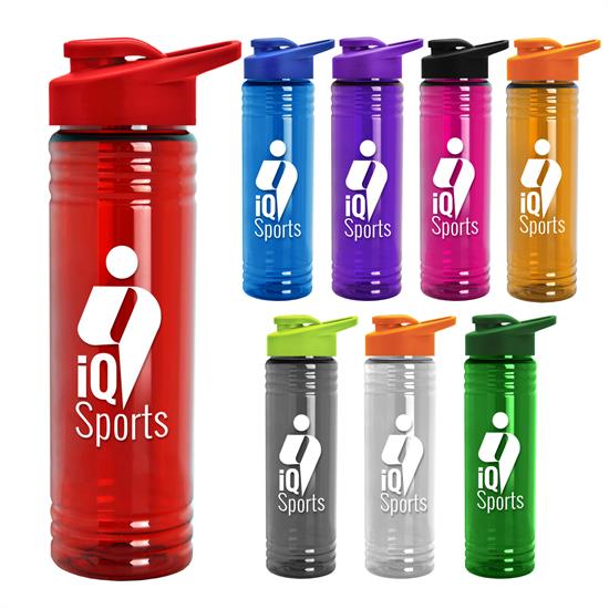 Logo Slim Fit Water Bottles with Straw Lid (24 Oz., No Quick Ship)